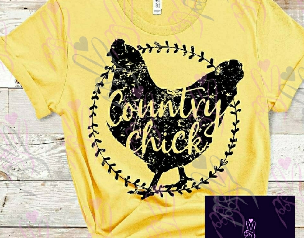 COUNTRY CHICK YELLOW GILDAN T-SHIRT